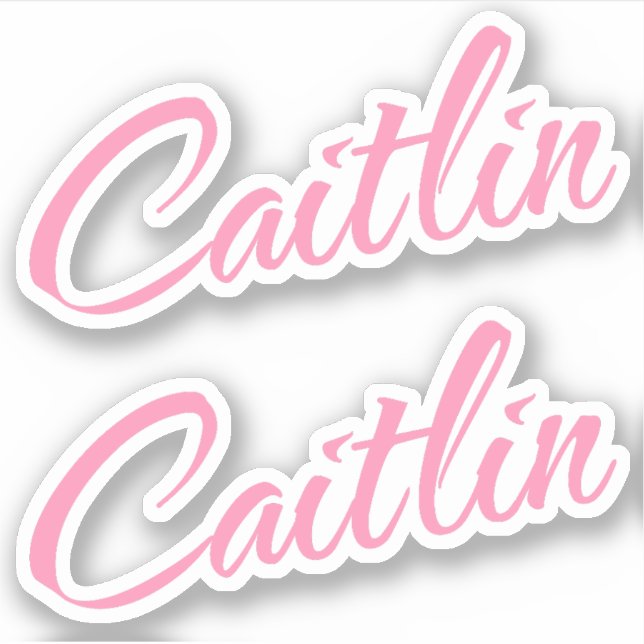 Nome decorativo Caitlin no adesivo rosa x2 (Frente)