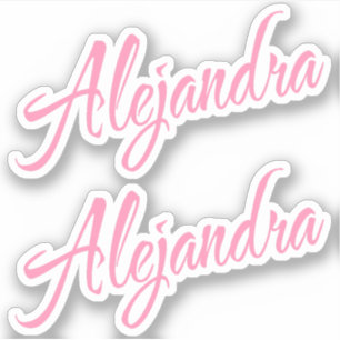Nome decorativo de Alejandra no adesivo rosa x2