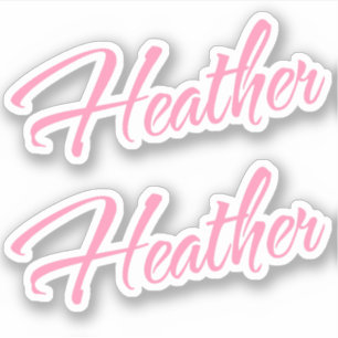 Nome decorativo de Heather no adesivo rosa x2