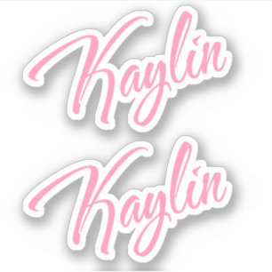 Nome decorativo do Kaylin no adesivo x2 rosa