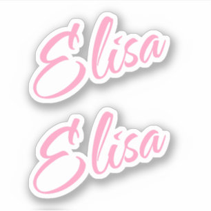 Nome decorativo Elisa no adesivo rosa x2