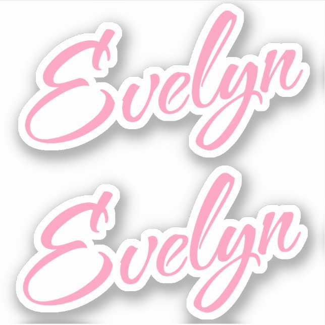 Nome decorativo Evelyn no adesivo x2 rosa (Frente)