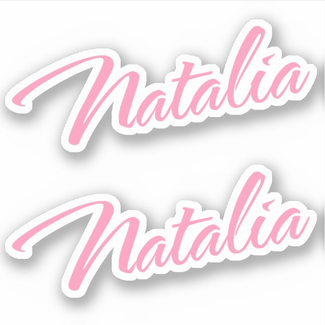 Nome decorativo Natalia no adesivo cor-de-rosa x2 (Frente)