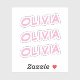 Nome decorativo Olivia no adesivo x3 rosa