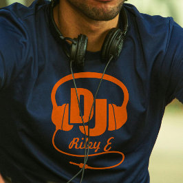 Nome DJ auscultar t-shirt gráfica laranja laranja