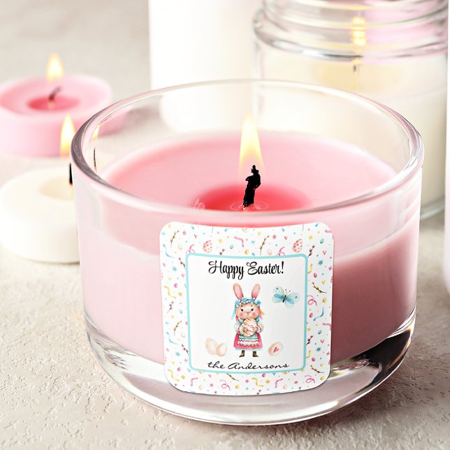 Nome do adesivo | Coelhinha da Páscoa Feliz de 1,5 (Criador carregado)