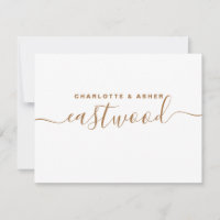 Nome do casal Monograma Dourado no Cartão White No