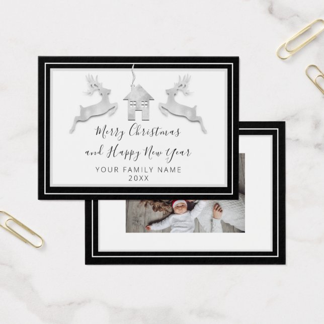 Nome do Feliz ano novo de Feliz Natal Branco Preto (Escritótio)