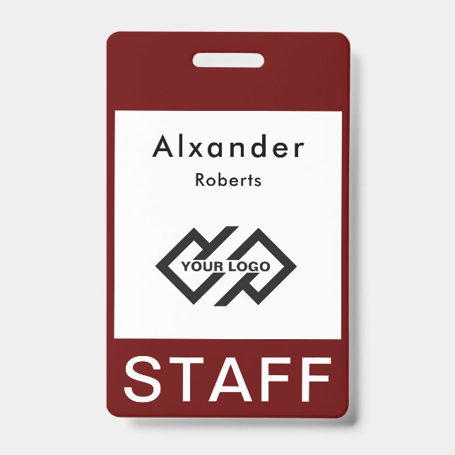 Nome do funcionarios Crachá Logotipo personalizado (Front)