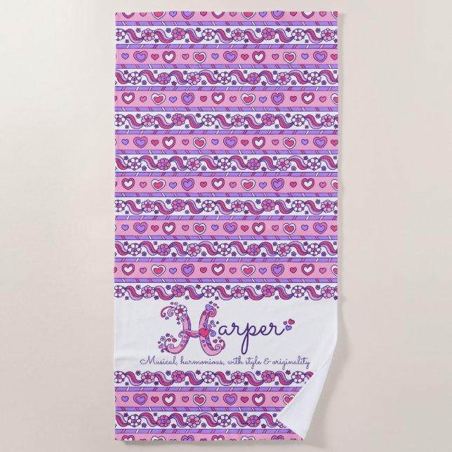 Nome do Harper que significa toalha rosa do coraçã (Frente)