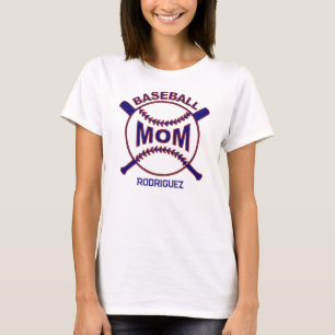 Nome do jogador Blue Baseball Mãe T-Shirt