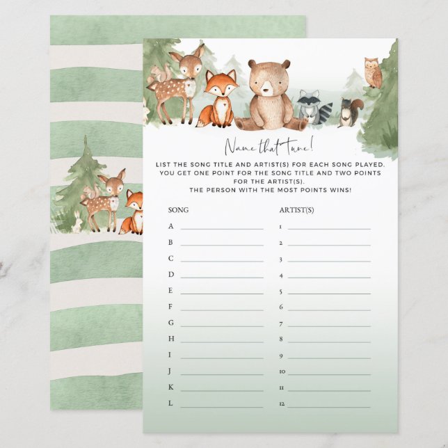 Nome do Jogo de Chá de fraldas Woodland que Ajusta (Frente/Verso)