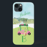 Nome do Monograma da Cena de Golfe<br><div class="desc">Um toque de humor de golfe para a senhora - amiga na sua vida, que se divertirá com esta - um carrinho de golfe para o amante de golfe que gosta de brincar com estilo - ou que ama brincar - personalizado com o primeiro nome e monograma - na moda...</div>