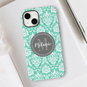 Nome do Monograma da Cinza do Mint Damask