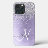 Nome do Monograma da Glitter de Prata Metálica Bru
