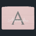 Nome do Monograma da Rapariga da Cinza Rosa Escamo<br><div class="desc">Mala de Laptop do Nome do Monograma do Script Simples e Cor-de-Rosa Esmagada e Cinza. Isto faz o doce e perfeito aniversário de 16 anos,  casamento,  chá de panela,  aniversário,  chá de fraldas ou festa de solteira presente para alguém que ama luxo de luxo e estilos quíticos.</div>