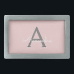 Nome do Monograma da Rapariga da Cinza Rosa Escamo<br><div class="desc">Frasco de Cinto com Nome de Script Simples e Cor-de-Rosa e Cinza. Isso faz a formatura perfeita, doce 16 16, 18, 21rua, 40, 50, 60, 70, 80, 90, 100 anos, casamento, chá de panela, aniversário, chá de fraldas ou presente de festa de solteira para alguém que ama luxo de vidro...</div>