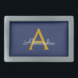 Nome do Monograma da Rapariga do Script Moderno Do<br><div class="desc">Frasco do Monograma de Nome do Script Simples Azul e Dourado do marinho. Isso faz a formatura perfeita, doce 16 16, 18, 21rua, 40, 50, 60, 70, 80, 90, 100 anos, casamento, chá de panela, aniversário, chá de fraldas ou presente de festa de solteira para alguém que ama luxo de...</div>
