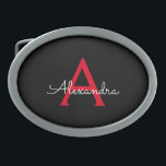 Nome do Monograma da Rapariga do Script Preto Verm<br><div class="desc">Frasco do Monograma do Nome do Script Simples Preto e Vermelho Isso faz a formatura perfeita, doce 16 16, 18, 21rua, 40, 50, 60, 70, 80, 90, 100 anos, casamento, chá de panela, aniversário, chá de fraldas ou presente de festa de solteira para alguém que ama luxo de vidro e...</div>