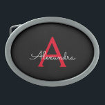 Nome do Monograma da Rapariga do Script Preto Verm<br><div class="desc">Frasco do Monograma do Nome do Script Simples Preto e Vermelho Isso faz a formatura perfeita, doce 16 16, 18, 21rua, 40, 50, 60, 70, 80, 90, 100 anos, casamento, chá de panela, aniversário, chá de fraldas ou presente de festa de solteira para alguém que ama luxo de vidro e...</div>