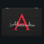 Nome do Monograma da Rapariga do Script Preto Verm<br><div class="desc">Caso de Laptop do Nome do Monograma do Script Simples Preto e Vermelho. Isto faz o doce e perfeito aniversário de 16 anos,  casamento,  chá de panela,  aniversário,  chá de fraldas ou festa de solteira presente para alguém que ama luxo de luxo e estilos quíticos.</div>