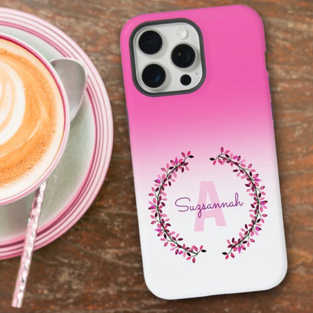 Nome do Monograma da Terra do Ombre Cor-de-rosa (Looking for a personalized gift ideal? Easy to personalize and available for iPhone & Samsung styles)