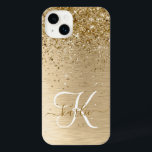 Nome do Monograma de Largura Dourada Brugada de Me<br><div class="desc">Personalize facilmente esta moda design de capas de iphone de de chic com bonito brilho dourado em um fundo metálico escovado de ouro.</div>