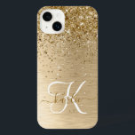 Nome do Monograma de Largura Dourada Brugada de Me<br><div class="desc">Personalize facilmente esta moda design de capas de iphone de de chic com bonito brilho dourado em um fundo metálico escovado de ouro.</div>