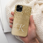 Nome do Monograma de Largura Dourada Brugada de Me<br><div class="desc">Personalize facilmente esta moda design de capas de iphone de de chic com bonito brilho dourado em um fundo metálico escovado de ouro.</div>