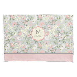 Nome do Monograma Flor Verde Cor-de-rosa Decor