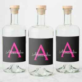 Nome do Monograma Girly Black Script Hot-Pink