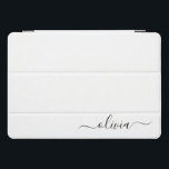 Nome do Monograma Girly de Script Moderno Branco N<br><div class="desc">Caso de Laptop do Nome do Monograma Simples de Script Preto e Branco. Isto faz o doce e perfeito aniversário de 16 anos,  casamento,  chá de panela,  aniversário,  chá de fraldas ou festa de solteira presente para alguém que ama luxo de luxo e estilos quíticos.</div>