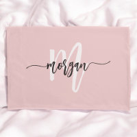 Nome do Monograma Girly de Script Moderno Rosa