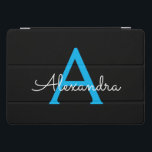 Nome do Monograma Girly de Script Preto Azul<br><div class="desc">Caso de Laptop do Nome do Monograma de Script Simples Preto e Azul. Isto faz o doce e perfeito aniversário de 16 anos,  casamento,  chá de panela,  aniversário,  chá de fraldas ou festa de solteira presente para alguém que ama luxo de luxo e estilos quíticos.</div>