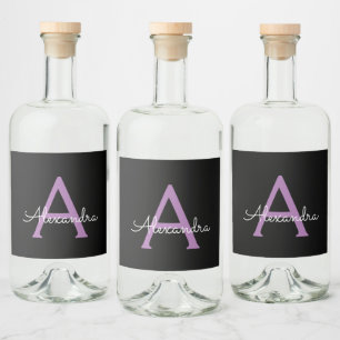 Nome do Monograma Girly de Script Preto Roxo