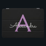 Nome do Monograma Girly de Script Preto Roxo<br><div class="desc">Caso de Laptop do Nome do Monograma Simples de Script Preto e Roxo. Isto faz o doce e perfeito aniversário de 16 anos,  casamento,  chá de panela,  aniversário,  chá de fraldas ou festa de solteira presente para alguém que ama luxo de luxo e estilos quíticos.</div>