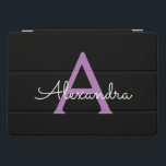 Nome do Monograma Girly de Script Preto Roxo<br><div class="desc">Caso de Laptop do Nome do Monograma Simples de Script Preto e Roxo. Isto faz o doce e perfeito aniversário de 16 anos,  casamento,  chá de panela,  aniversário,  chá de fraldas ou festa de solteira presente para alguém que ama luxo de luxo e estilos quíticos.</div>