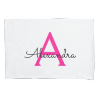 Nome do Monograma Girly de Script Quente Rosa