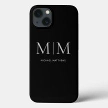 Nome do Monograma Personalizado Elegante Preto Mod