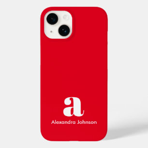 Nome do Monograma Personalizado Vermelho Simples M