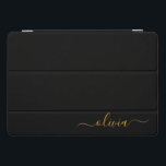 Nome do Monograma Rapariga de Script Moderno Doura<br><div class="desc">Caso de Laptop do Nome do Monograma de Script Simples Preto e Dourado. Isto faz o doce e perfeito aniversário de 16 anos,  casamento,  chá de panela,  aniversário,  chá de fraldas ou festa de solteira presente para alguém que ama luxo de luxo e estilos quíticos.</div>