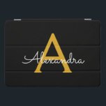 Nome do Monograma Rapariga de Script Moderno Doura<br><div class="desc">Caso de Laptop do Nome do Monograma de Script Simples Preto e Dourado. Isto faz o doce e perfeito aniversário de 16 anos,  casamento,  chá de panela,  aniversário,  chá de fraldas ou festa de solteira presente para alguém que ama luxo de luxo e estilos quíticos.</div>