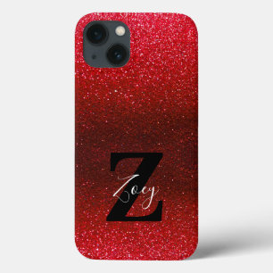Nome do Monograma Ruby Red Ombre Glitter Sparkles