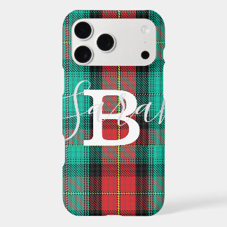 Nome do Monograma Verificado do Tartan Verde e Ver