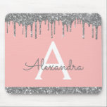 Nome do Mousepad do Monograma do Sparkle Dourado r<br><div class="desc">Cor-de-rosa-azul - Rosa Dourado e Silver Modern Sparkle e Coletor Glitter Monograma Monograma Mousepad. Este Mousepad pode ser personalizado para incluir seu primeiro nome.</div>