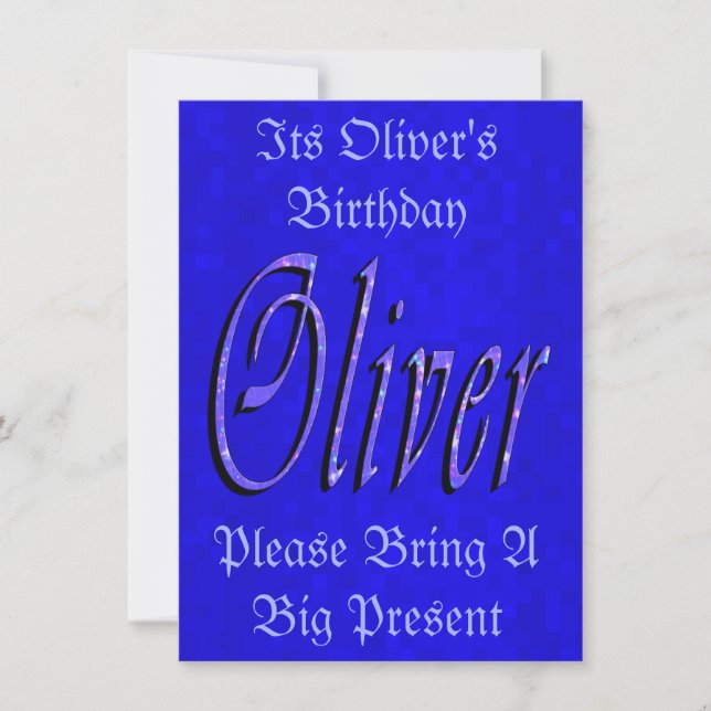 Nome do Oliver, Convite de aniversário de logotipo (Frente)