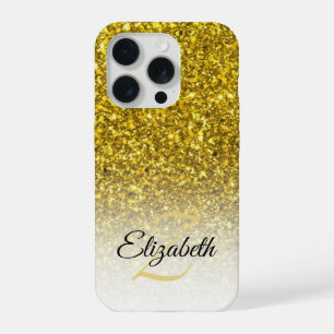 Nome do Ombre da Glitter Dourada do Monograma Eleg