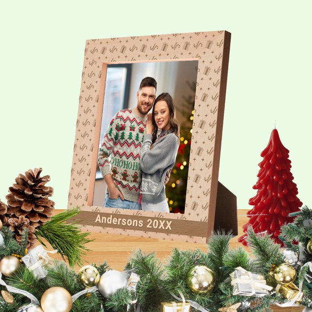 Nome do Padrão de Canes e Apresentações de Natal 8 (Christmas Candy Canes & Presents Pattern Name 8x10 Etched Frames)