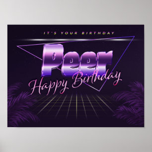 Nome do Peer Vorname lila retro Poster Geburtstag