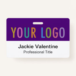 Nome do PVC roxo Crachá Logotipo horizontal Etique